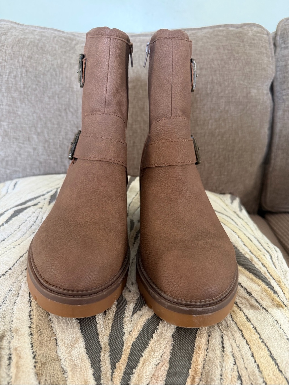 BOC Women's Brown Ankle Boots with Buckle Detail